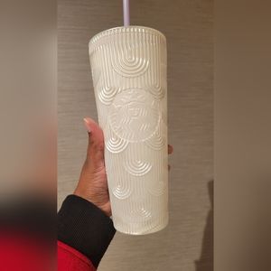 Starbucks 2023 White Pearl Shell Siren Scales Summer Cold Cup Tumbler